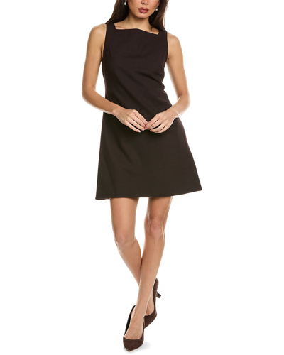 Theory Tai Wool-blend Mini Dress In Brown