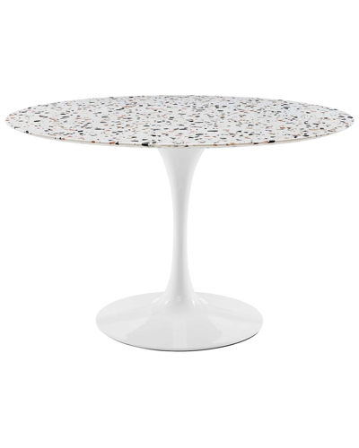 Modway Lippa 47in Round Terrazzo Dining Table In White