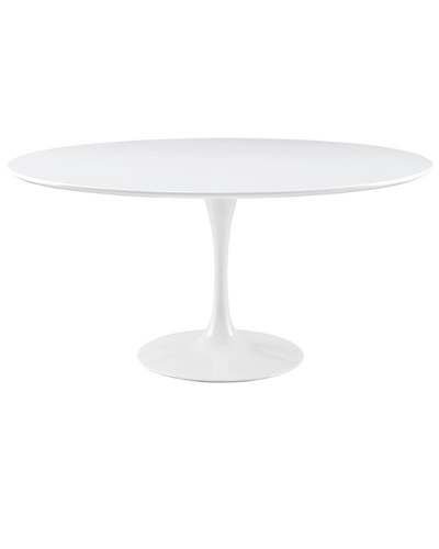 Modway Lippa 60in Round Wood Top Dining Table In White