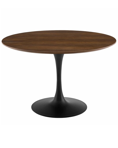 Modway Lippa 47in Round Walnut Dining Table In Black