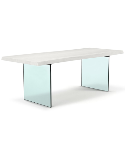 Urbia Brooks 116in Glass Base Dining Table In White