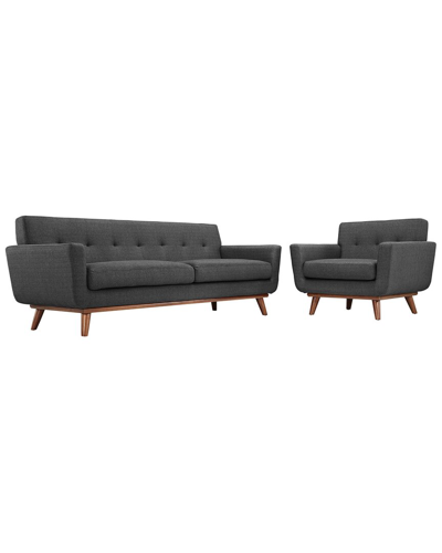 Modway 2pc Engage Armchair & Sofa Set In Black
