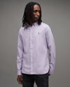 Allsaints Hawthorne Slim Fit Stretch Cotton Button-up Shirt In Spaced Lilac Purpl