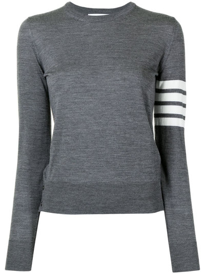 Thom Browne Relaxed Fit Pullover With 4 Bars In Fine Merino Wool Clothing In Grey