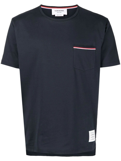 Thom Browne Men Oversized Short Sleeve Pocket Tee In Milano Cotton In Blue