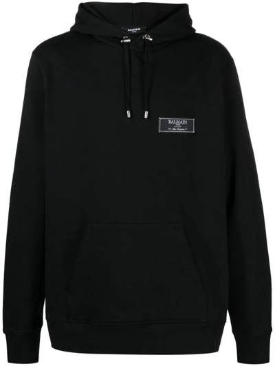 Balmain Pierre  Label Hoodie In Black