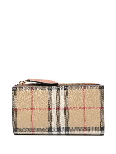Burberry Check Motif Continental Wallet In Neutrals