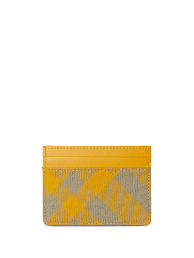 Burberry Checked Card Case In Beige
