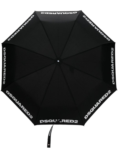 Dsquared2 Logo-print Compact Umbrella In Black