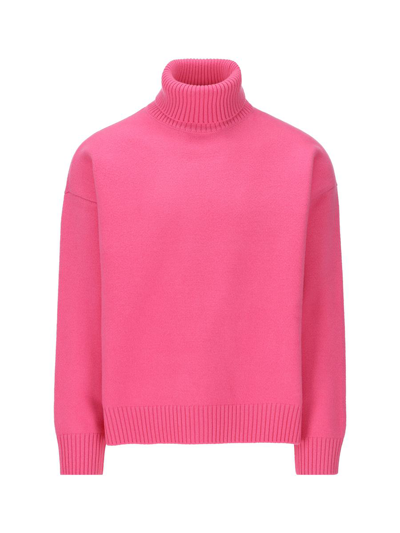 Gucci Logo Tag Turtleneck Sweater In Rose Bloom