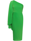 Solace London Lenna One-shoulder Draped Midi Dress In Green