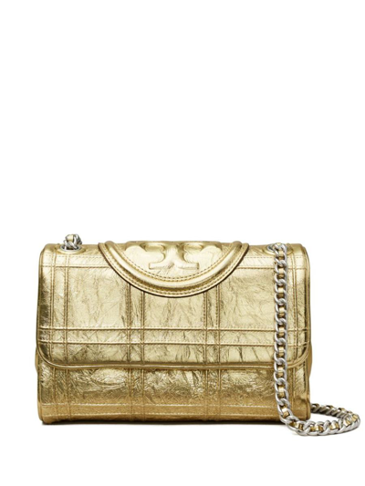 Tory Burch Fleming Soft Small Leather Shoulder Bag In Gold