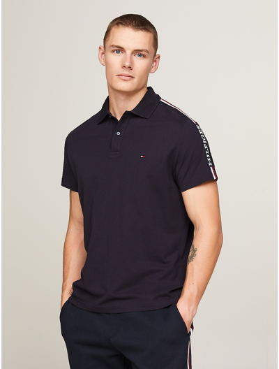 Tommy Hilfiger Regular Fit Monotype Stripe Polo In Navy