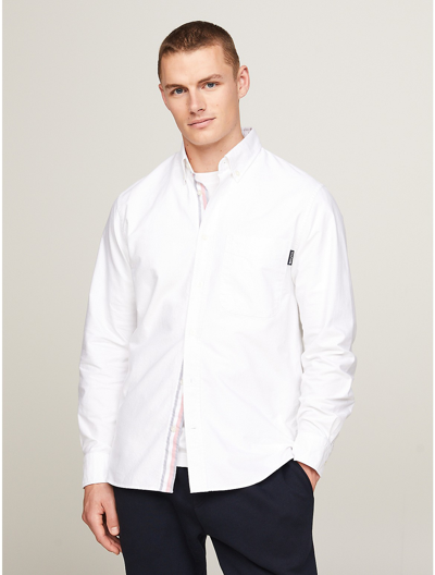 Tommy Hilfiger Regular Fit Monotype Oxford Shirt In Optic White