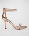 BADGLEY MISCHKA LOGAN METALLIC CRYSTAL ANKLE-CUFF SANDALS