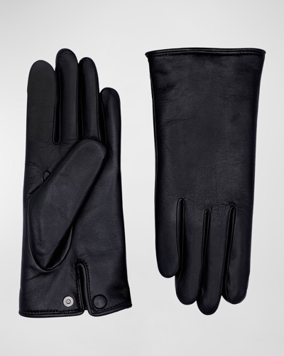 Agnelle Agatha Leather Gloves In Noir