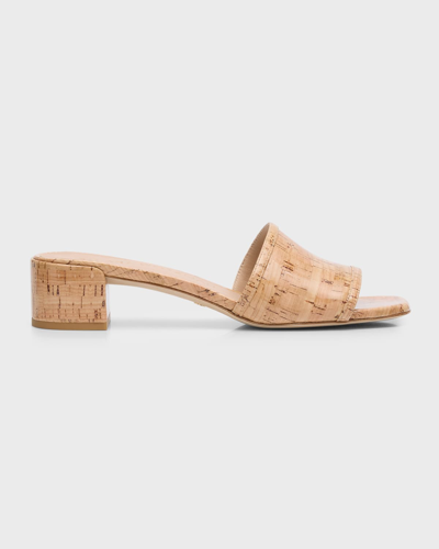 Stuart Weitzman Cayman Cork Mule Sandals In Natural