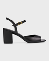 Stuart Weitzman Tia Calfskin Ankle-strap Sandals In Black