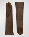 Agnelle Long Leather Gloves In Whiskey