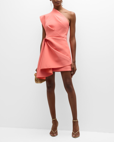 Acler Gowrie Draped One-shoulder Mini Dress In Gerbera Pink