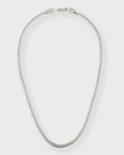 Emanuele Bicocchi Men's Sterling Silver Thin Cuban Chain Necklace