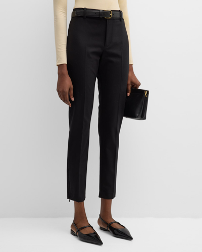 Nili Lotan Lino Stretch-wool Skinny Trousers In Black