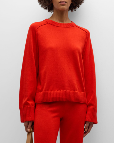 Simkhai Cashmere Cotton Raglan Crewneck Sweater In Vernis Red