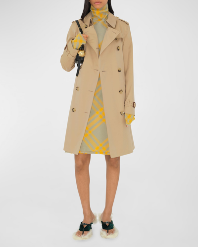 Burberry Kensington Organic Belted Double-breasted Trench Coat In Honey