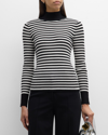 Elie Tahari Women's The Lex Striped Turtleneck Sweater In Noir Sky White