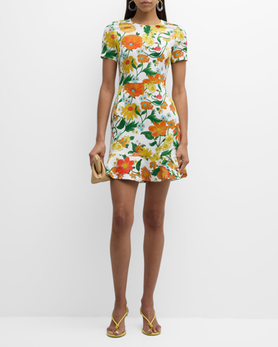 Stella Mccartney Garden Print Mini Dress In 7504 Multi Oran