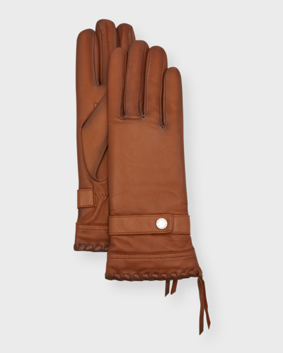 Agnelle Dallas Burnished Leather Gloves In Toscana Patine