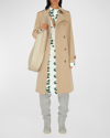 BURBERRY KENSINGTON ORGANIC BELTED DOUBLE-BREASTED LONG TRENCH COAT