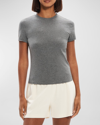Theory Tiny Turtleneck Tee In Organic Cotton In Melange Grey - Qd