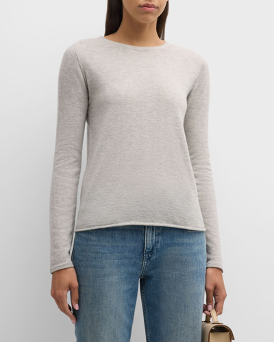 Majestic Machine Washable Cashmere Crewneck Pullover In Brume Chine