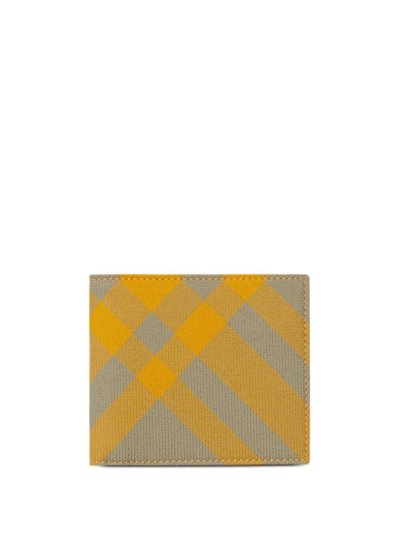 Burberry Checked Wallet In Yellow