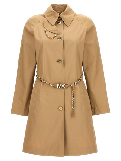 Michael Kors Chain Belt Trench Coat Coats, Trench Coats Beige