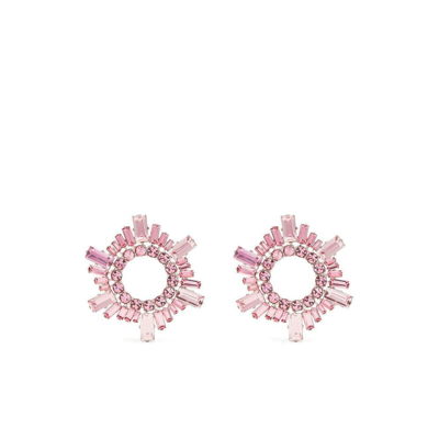 Amina Muaddi Begum Mini Crystal-embellished Earrings In Pink