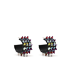 Amina Muaddi Crystal Embellished Small Hoop Earrings In Black/purple