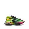 Balmain Neoprene And Leather Unicorn Sneakers In Green/yellow