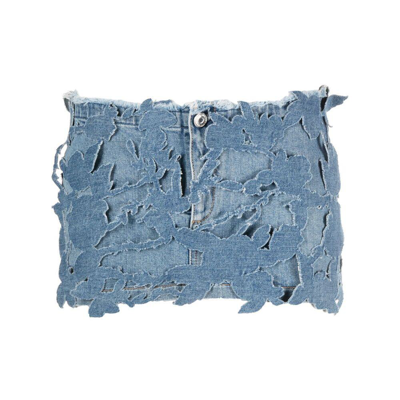Blumarine Denim Patchwork Miniskirt In Blue