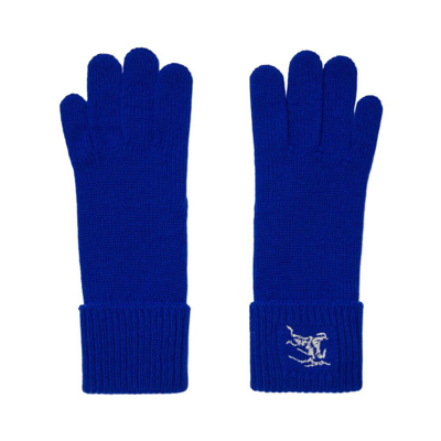 Burberry Fine-knit Full-finger Gloves In Blue