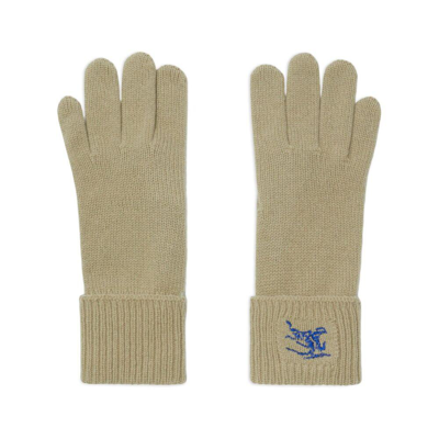 Burberry Ekd-embroidered Knitted Gloves In Green/blue