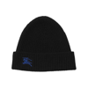 Burberry Black Beanie With Embroidered Ekd Logo On The Front In Cashmere In Black