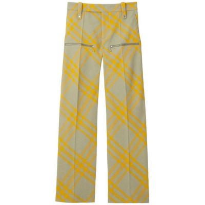 Burberry Chered Zip Detailed Trousers In Neutrals/yellow
