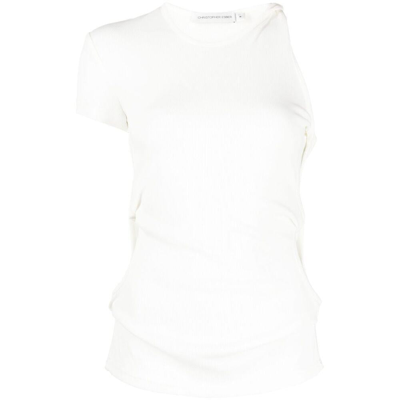 Christopher Esber Womens White One-shoulder Cut-out Stretch-woven Top