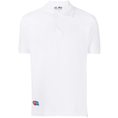 Comme Des Garçons Play Logo Embroidered Regular Polo Shirt In White