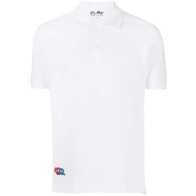 Comme Des Garçons Play Logo-appliqué Cotton Polo Shirt In White