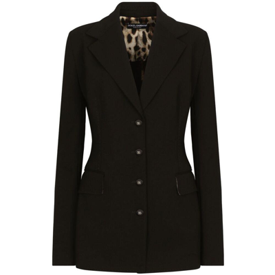 Dolce & Gabbana Turlington Jacket In Milano Stitch In Black