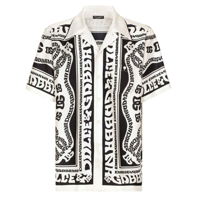 Dolce & Gabbana Silk Hawaii Shirt In Dg_marina_f_blu