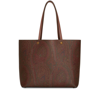 Etro Medium Canvas Shopping Bag With Paisley Pattern In Brown